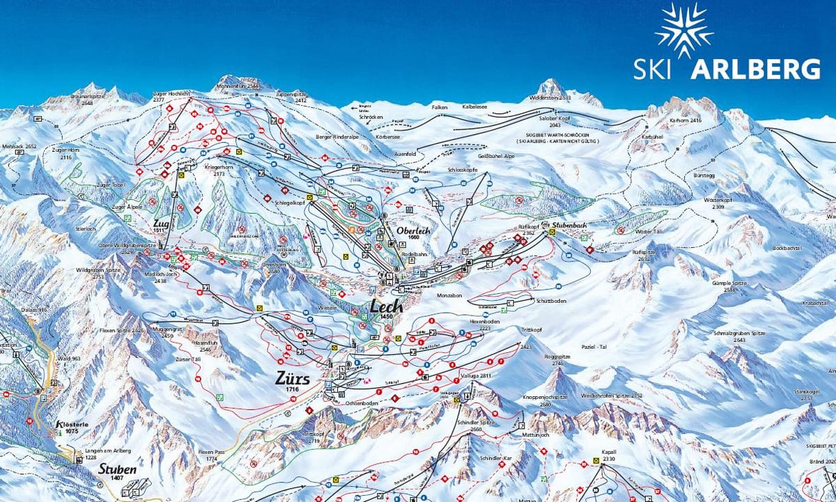kaart van die arlberg oostenryk