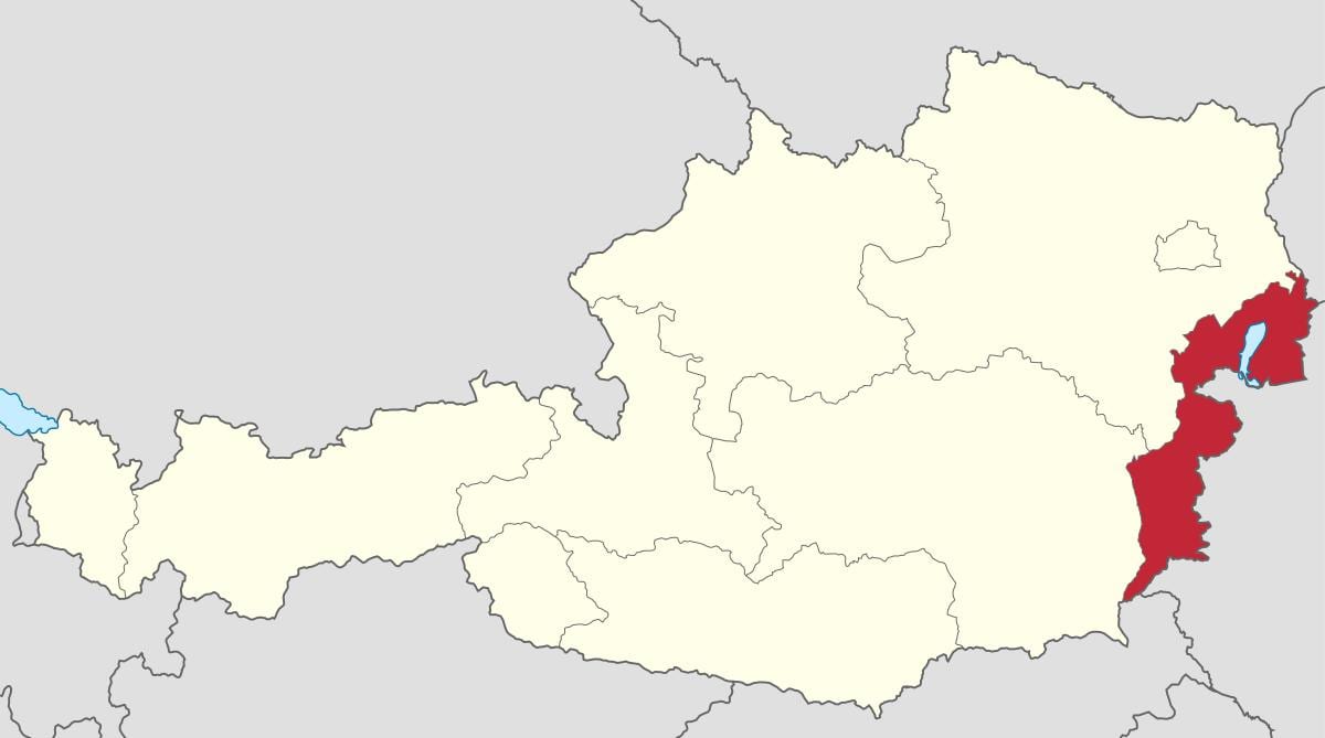 kaart van oostenryk, burgenland
