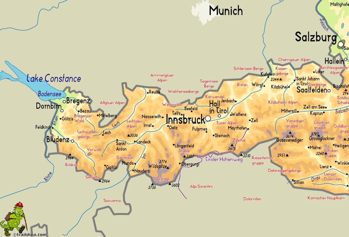 kaart van mayrhofen oostenryk