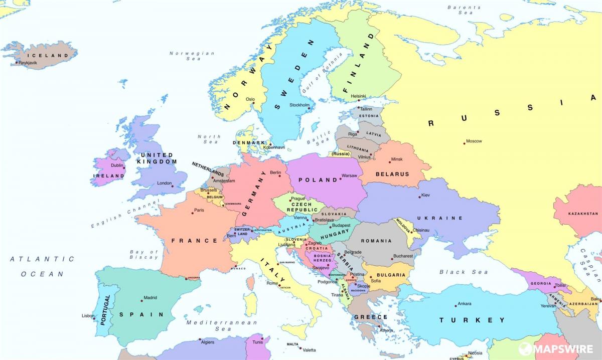 kaart van europa wat oostenryk