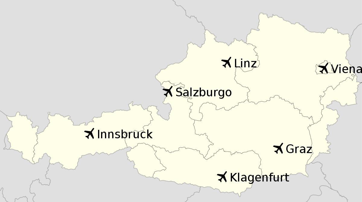 lughawens in oostenryk kaart