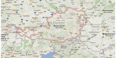Kaart van oostenryk en die naburige lande