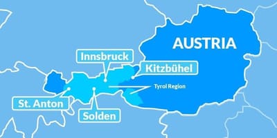 Kaart van die kaart van tirol streek oostenryk