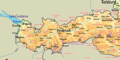 Kaart van mayrhofen oostenryk