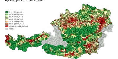 Oostenryk bevolkingsdigtheid kaart