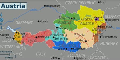 Oostenrykse provinsies kaart